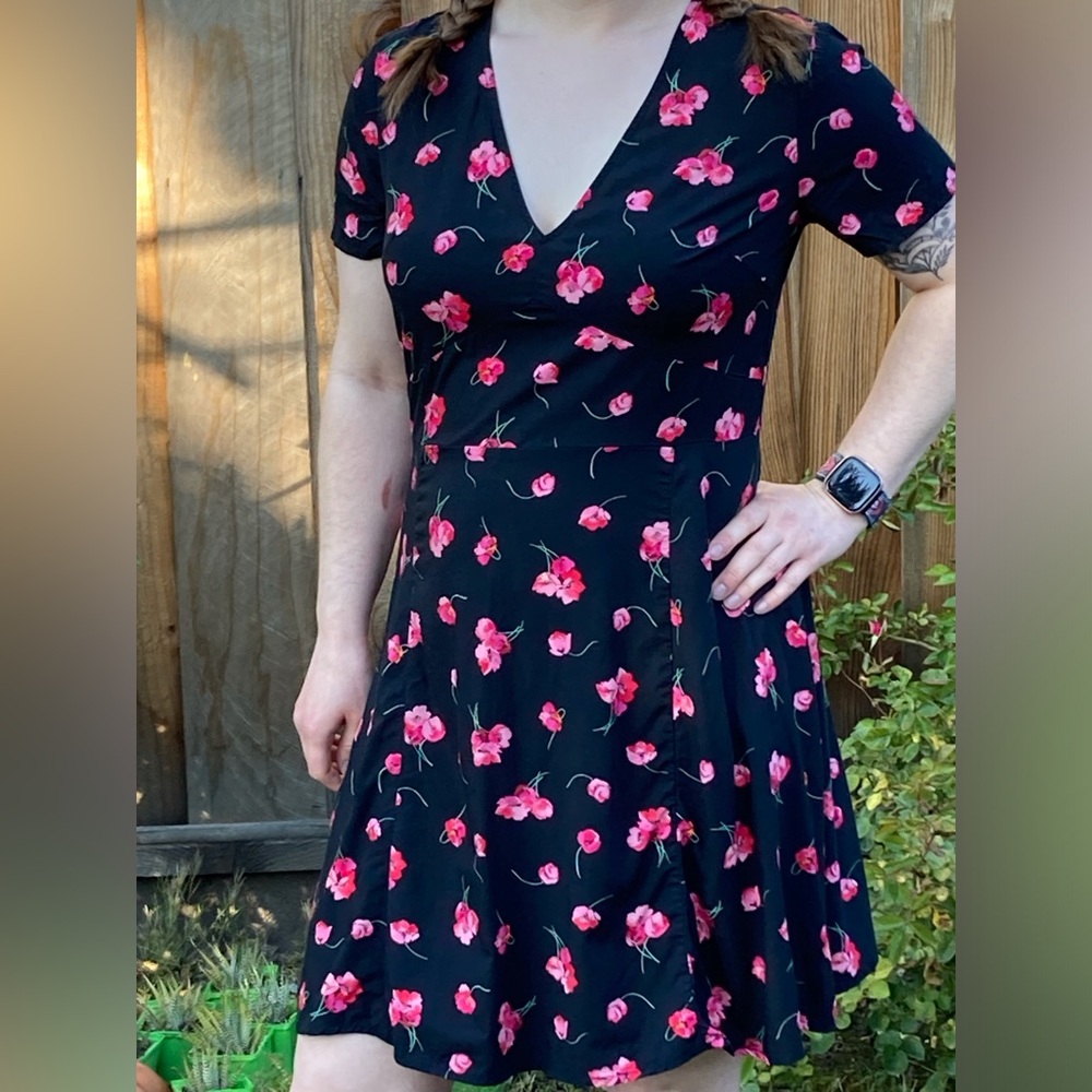 Old Navy Black and Pink Floral Dress